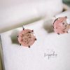 Adamas earrings 8 mm with precious ashes and Rose colour