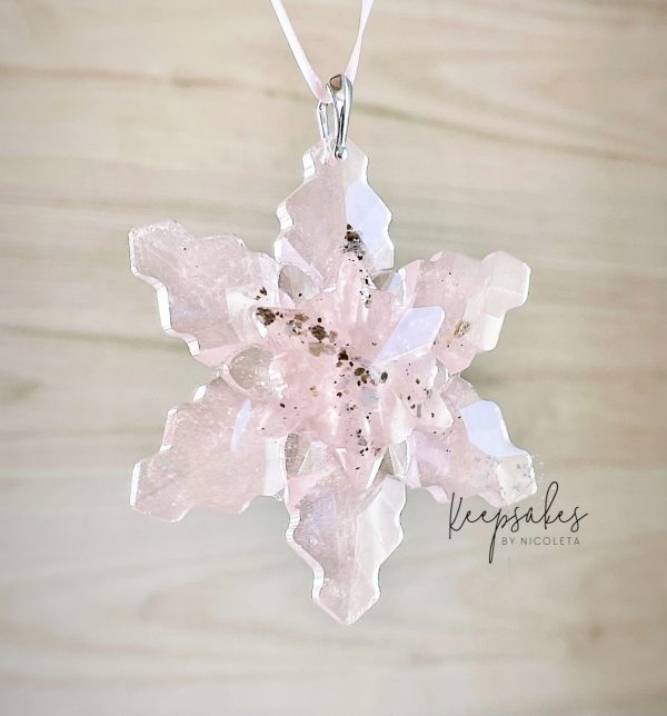 Snowflake Christmas decoration made with precious ashes and Rose colour