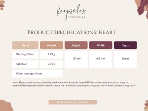 Heart urn pendant product specifications