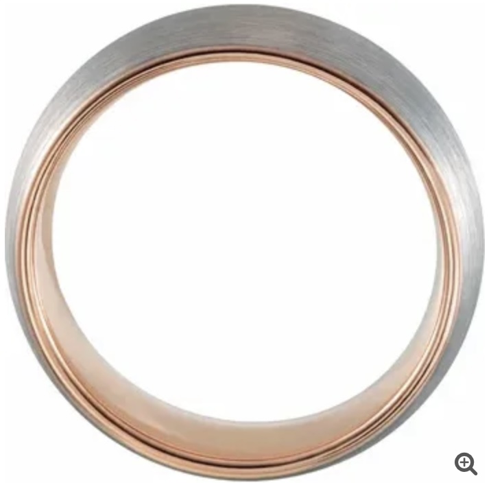 Custom mens ring, 6mm tungsten 18K rose gold interior